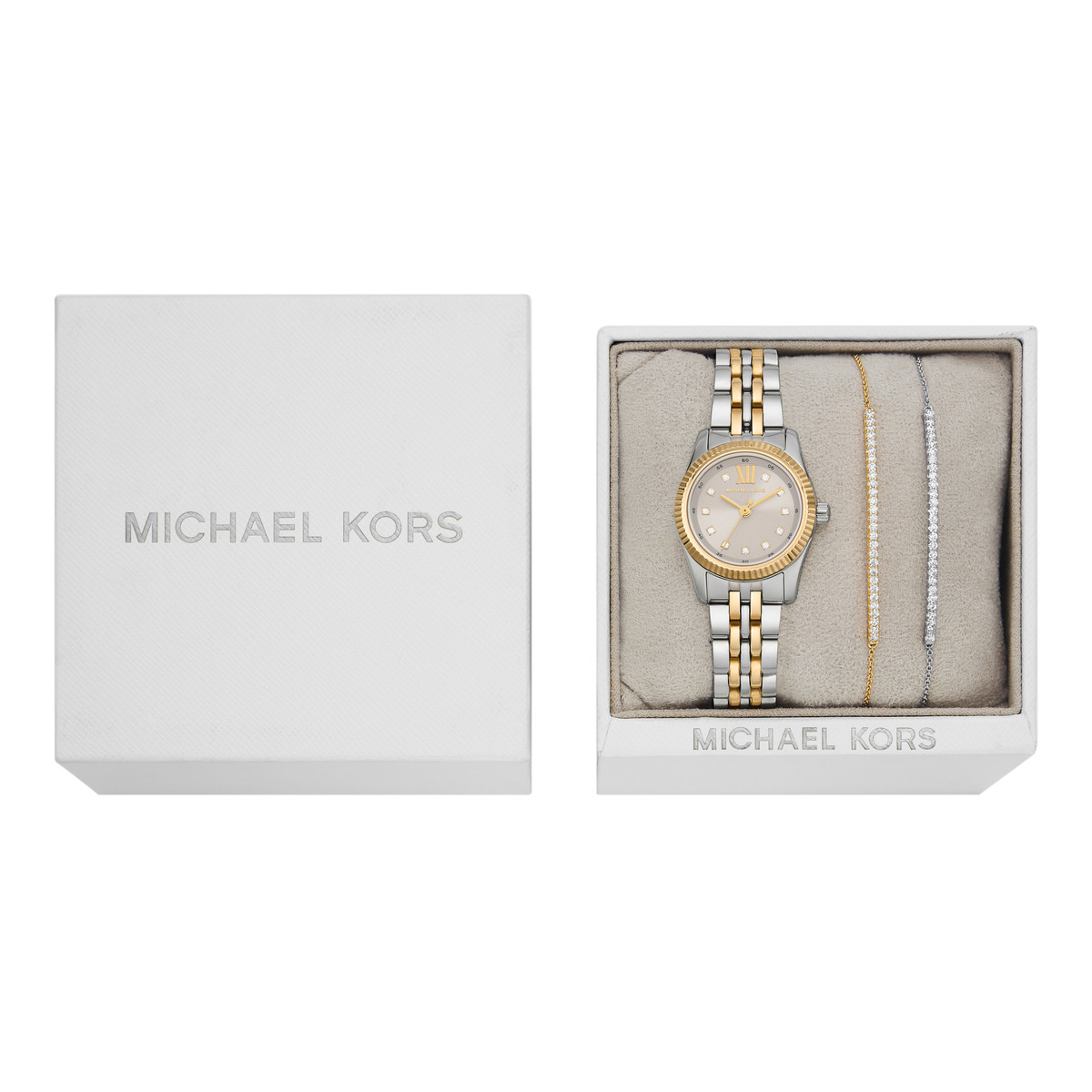 Montre MICHAEL KORS petite lexington femme bracelet acier inoxydable bicolore - vue D2