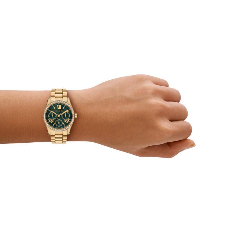 Montre MICHAEL KORS lexington lux femme bracelet acier inoxydable doré - vue porté 1