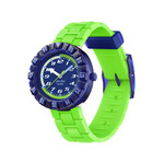 Montre FLIK FLAK NEONBRICK enfant cadran bleu bracelet silicone vert - vue 1