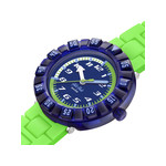 Montre FLIK FLAK NEONBRICK enfant cadran bleu bracelet silicone vert - vue 2