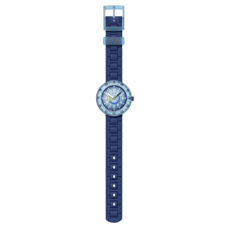 Montre FLIK FLAK BLUEBRICK enfant cadran bleu bracelet silicone bleu - vue D1