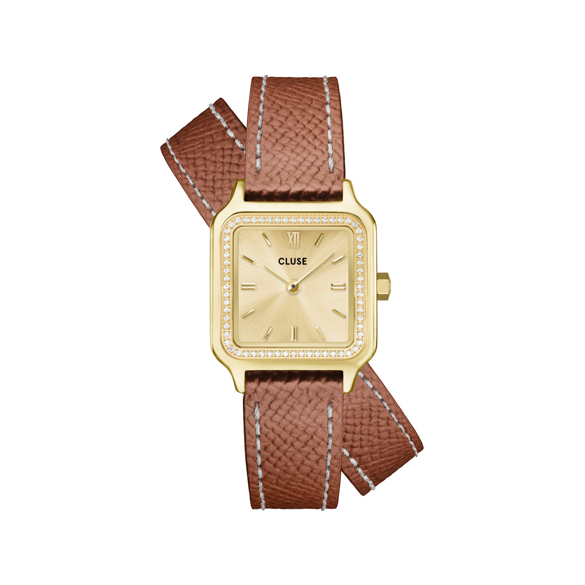Montre CLUSE GRACIEUSE PETITE Femme cadran doré bracelet cuir marron