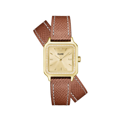 Montre CLUSE GRACIEUSE PETITE Femme cadran doré bracelet cuir marron - vue 1