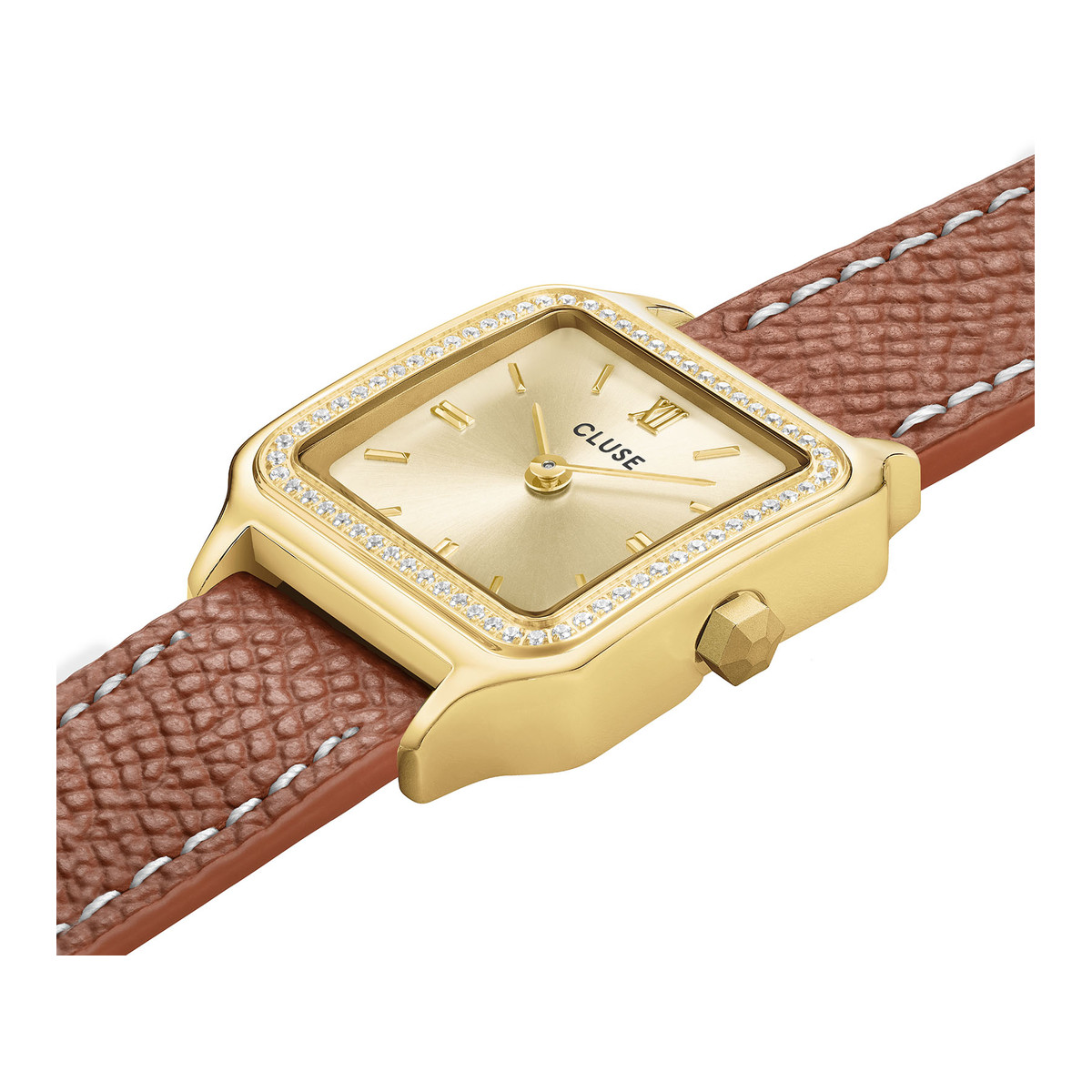 Montre CLUSE GRACIEUSE PETITE Femme cadran doré bracelet cuir marron - vue 2