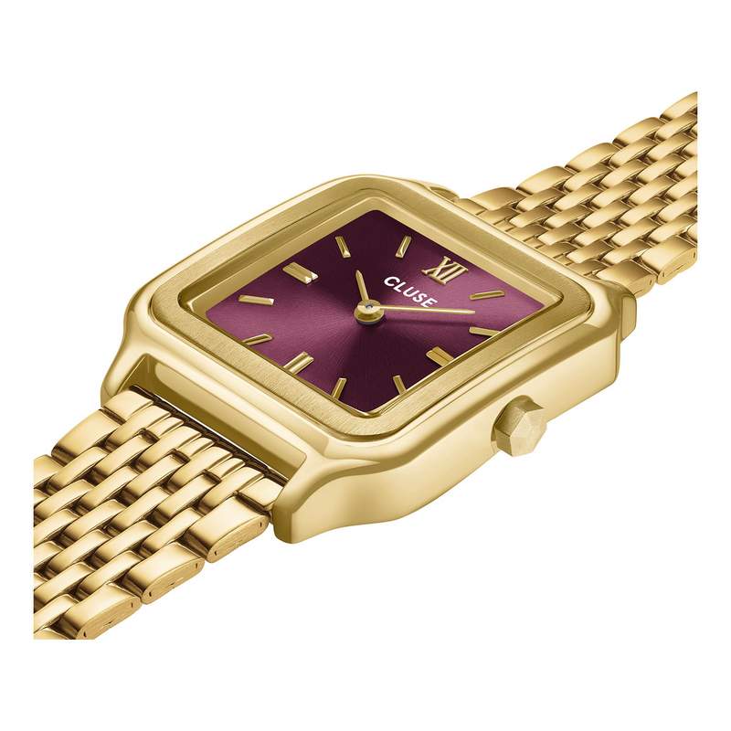 Montre CLUSE GRACIEUSE Femme cadran rouge bracelet acier inoxydable doré - vue 2