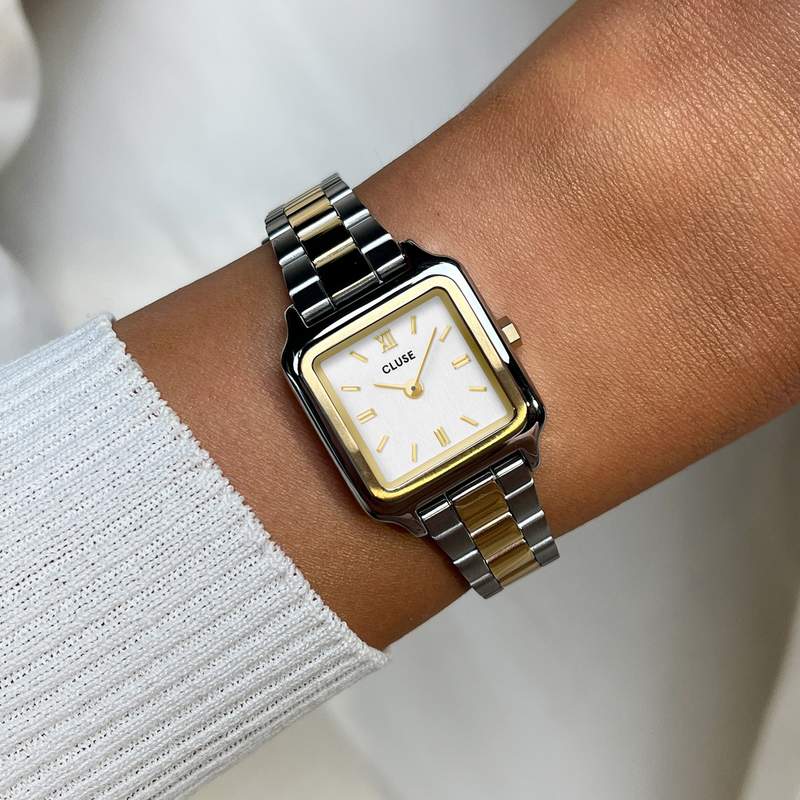 Montre CLUSE GRACIEUSE MINI Femme bracelet acier inoxydable bicolore - vue porté 1