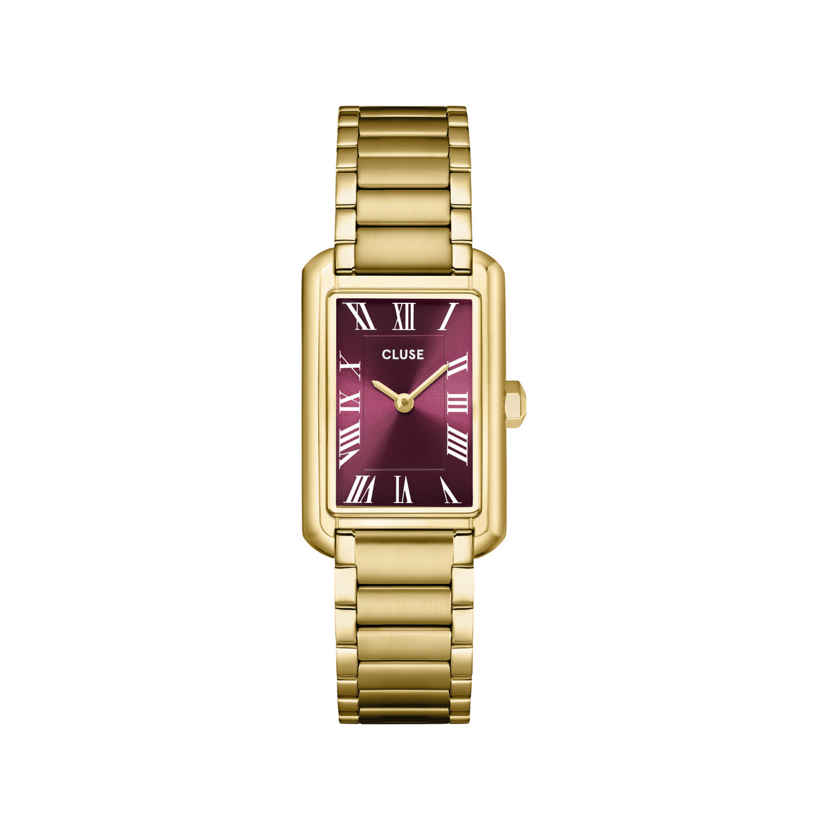 Montre CLUSE BELISENNA Femme cadran rouge bracelet acier inoxydable doré