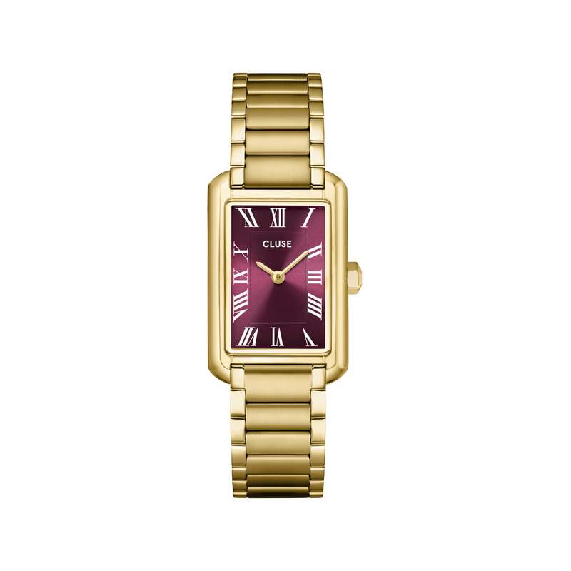 Montre CLUSE BELISENNA Femme cadran rouge bracelet acier inoxydable doré - vue 1