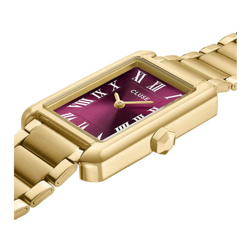 Montre CLUSE BELISENNA Femme cadran rouge bracelet acier inoxydable doré - vue 2