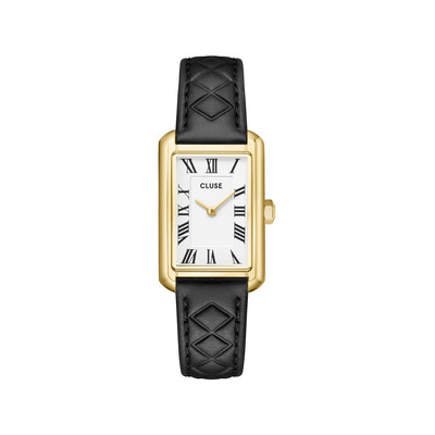 Montre CLUSE BELISENNA Femme cadran blanc bracelet cuir noir