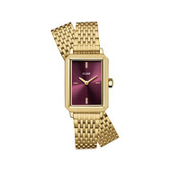 Montre CLUSE FLUETTE Femme cadran rouge bracelet acier inoxydable doré