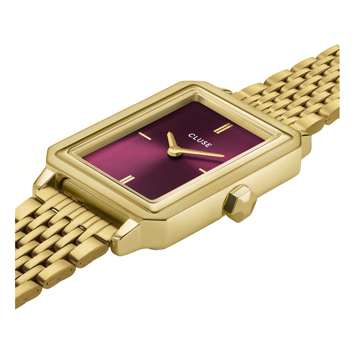 Montre CLUSE FLUETTE Femme cadran rouge bracelet acier inoxydable doré - vue 2
