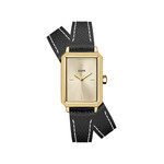 Montre CLUSE FLUETTE Femme cadran doré bracelet cuir noir - vue 1
