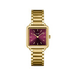 Montre CLUSE LA TETRAGONE Femme cadran rouge bracelet acier inoxydable doré - vue 1