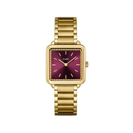 Montre CLUSE LA TETRAGONE Femme cadran rouge bracelet acier inoxydable doré