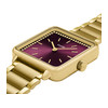 Montre CLUSE LA TETRAGONE Femme cadran rouge bracelet acier inoxydable doré - vue V2