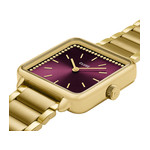 Montre CLUSE LA TETRAGONE Femme cadran rouge bracelet acier inoxydable doré - vue 2