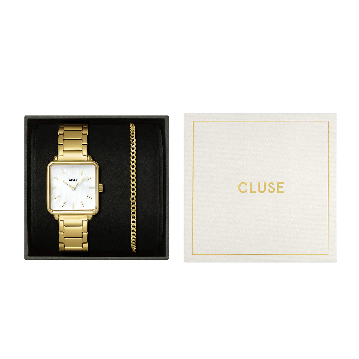 Montre CLUSE BLACK FRIDAY 25 Femme cadran blanc bracelet acier inoxydable doré - vue D1