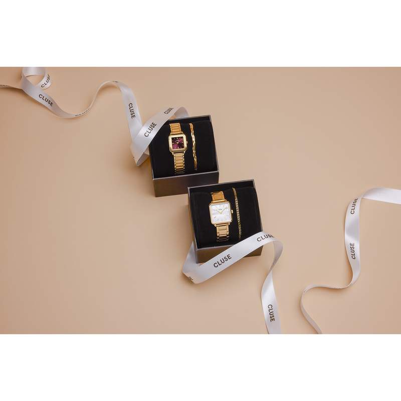 Montre CLUSE BLACK FRIDAY 25 Femme cadran blanc bracelet acier inoxydable doré - vue D3