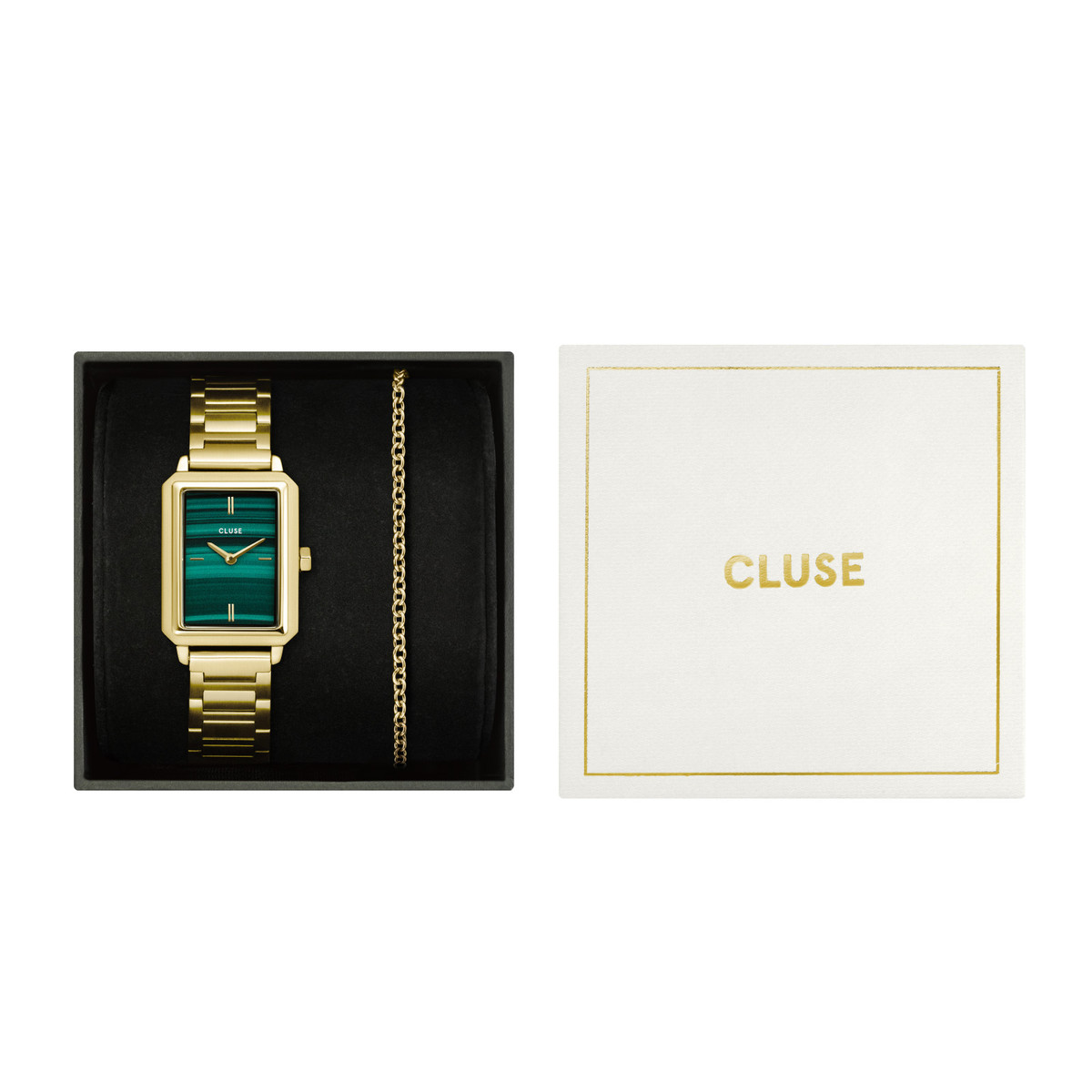 Montre CLUSE BLACK FRIDAY 25 Femme cadran vert bracelet acier inoxydable doré - vue D1
