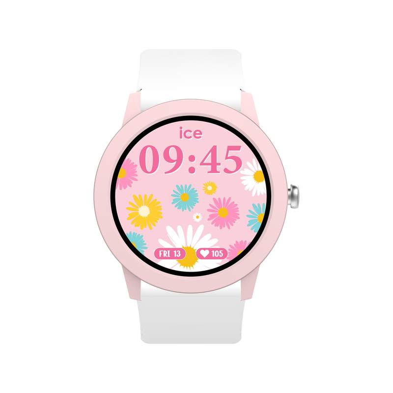 ICE WATCH ICE SMART 3.0 smartwatch voor kinderen, roze wijzerplaat met witte siliconenband - afbeelding 1