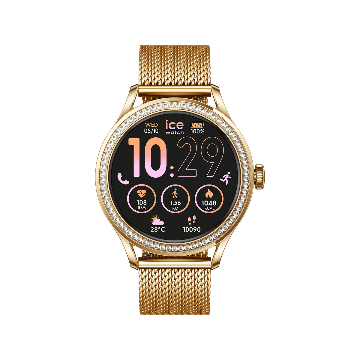 Montre ICE WATCH ICE SMART 2.0 Femme connecté, cadran doré bracelet acier inoxydable doré
