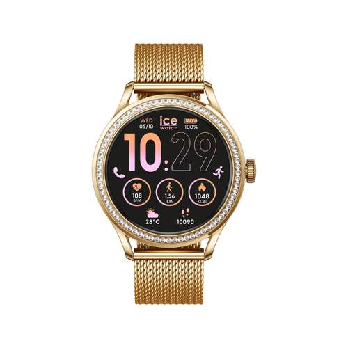 Montre ICE WATCH ICE SMART 2.0 Femme connecté, cadran doré bracelet acier inoxydable doré