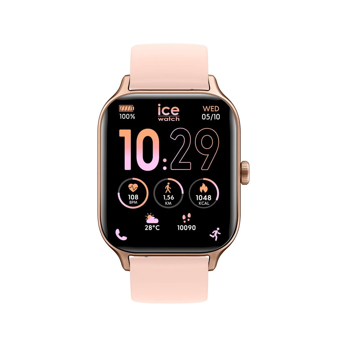 Montre ICE WATCH ice fit rt 3.0 femme connecté, bracelet silicone doré rose