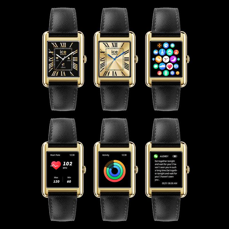 Montre ICE WATCH ice smart 2.0 femme connecté, bracelet cuir noir - vue D1