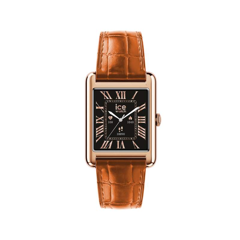Montre ICE WATCH ice smart 2.0 femme connecté, bracelet cuir marron clair - vue 1