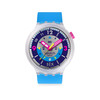 Montre SWATCH neon mixte bracelet silicone bleu - vue V1