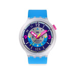 Montre SWATCH neon mixte bracelet silicone bleu - vue 1
