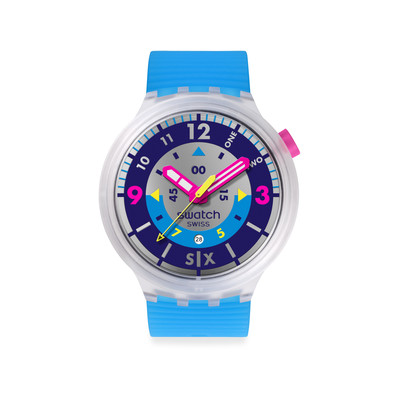 Montre SWATCH neon mixte bracelet silicone bleu