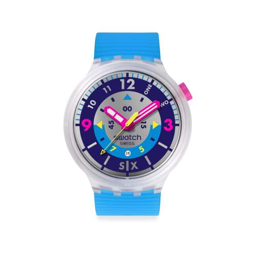 Montre SWATCH neon mixte bracelet silicone bleu