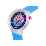 Montre SWATCH neon mixte bracelet silicone bleu - vue 2