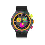 Montre SWATCH neon mixte bracelet silicone noir - vue 1
