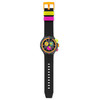 Montre SWATCH neon mixte bracelet silicone noir - vue VD1