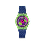 Montre SWATCH neon mixte bracelet silicone bleu - vue 1