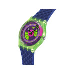 Montre SWATCH neon mixte bracelet silicone bleu - vue 2