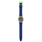 Montre SWATCH neon mixte bracelet silicone bleu - vue D1