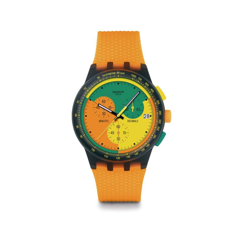 Montre SWATCH neon mixte bracelet silicone orange - vue 1