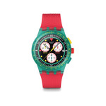 Montre SWATCH neon mixte bracelet silicone rouge - vue 1
