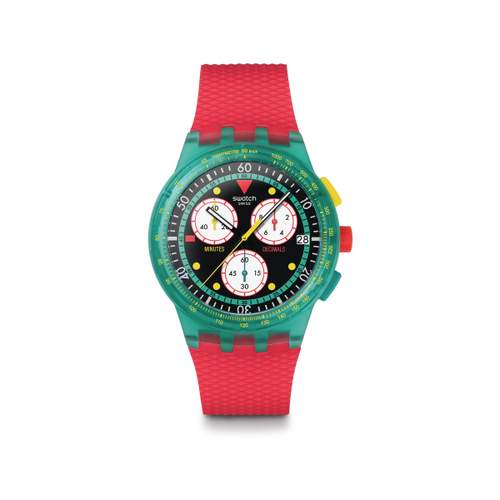 Montre SWATCH neon mixte bracelet silicone rouge