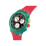 Montre SWATCH neon mixte bracelet silicone rouge - vue 2