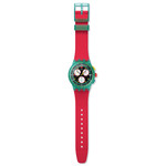 Montre SWATCH neon mixte bracelet silicone rouge - vue D1