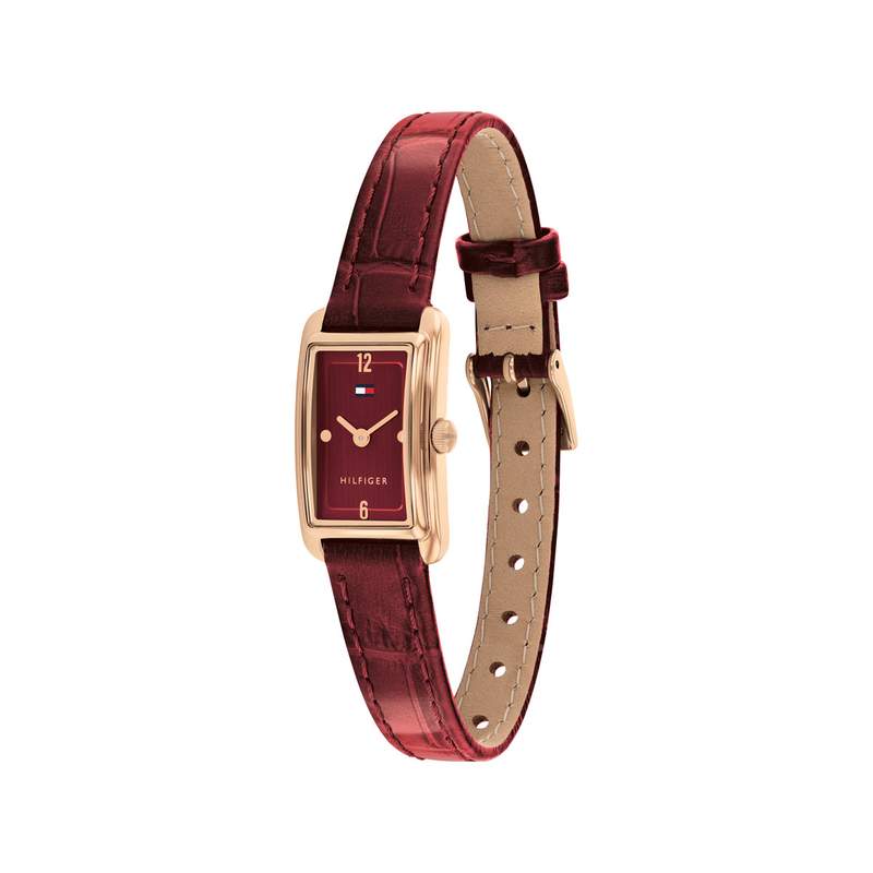 Montre TOMMY HILFIGER madison femme bracelet cuir rouge - vue 2