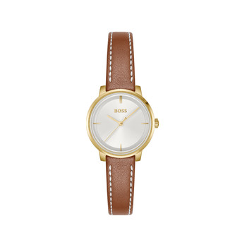 Montre BOSS modern classic femme bracelet cuir marron clair