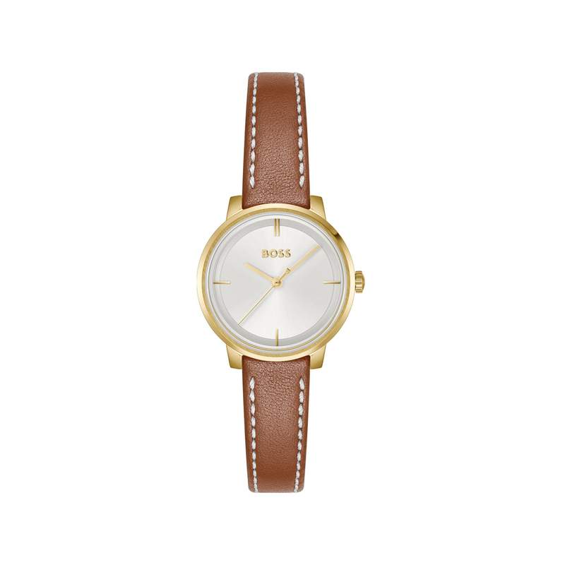 Montre BOSS modern classic femme bracelet cuir marron clair - vue 1