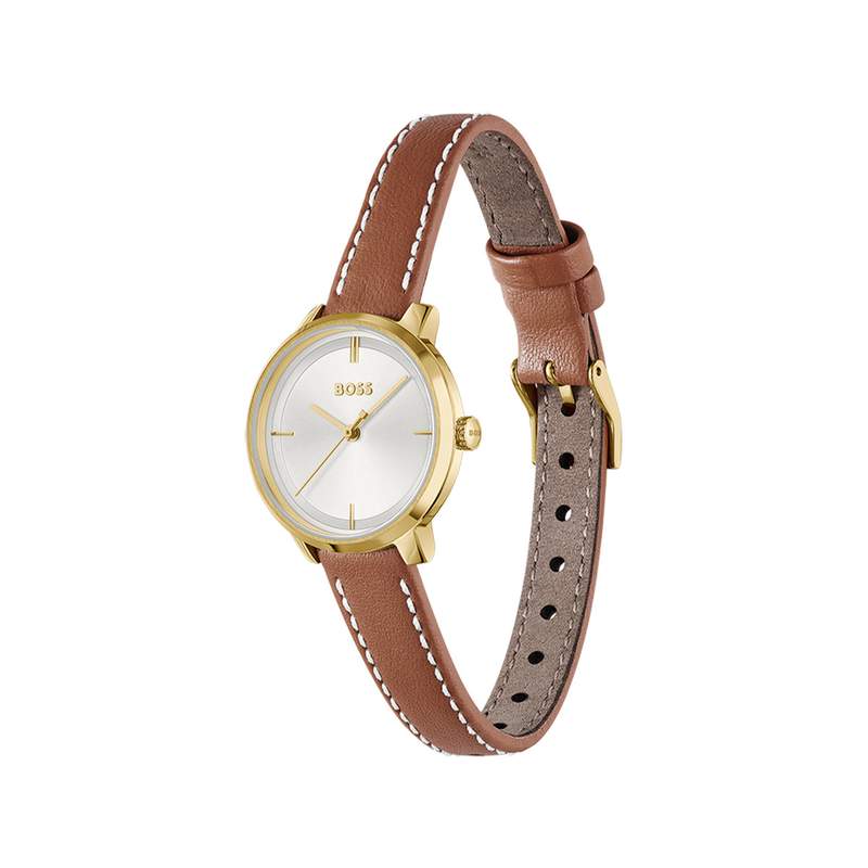 Montre BOSS modern classic femme bracelet cuir marron clair - vue 2