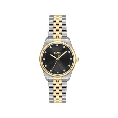 Montre BOSS modern classic femme bracelet acier inoxydable bicolore jaune